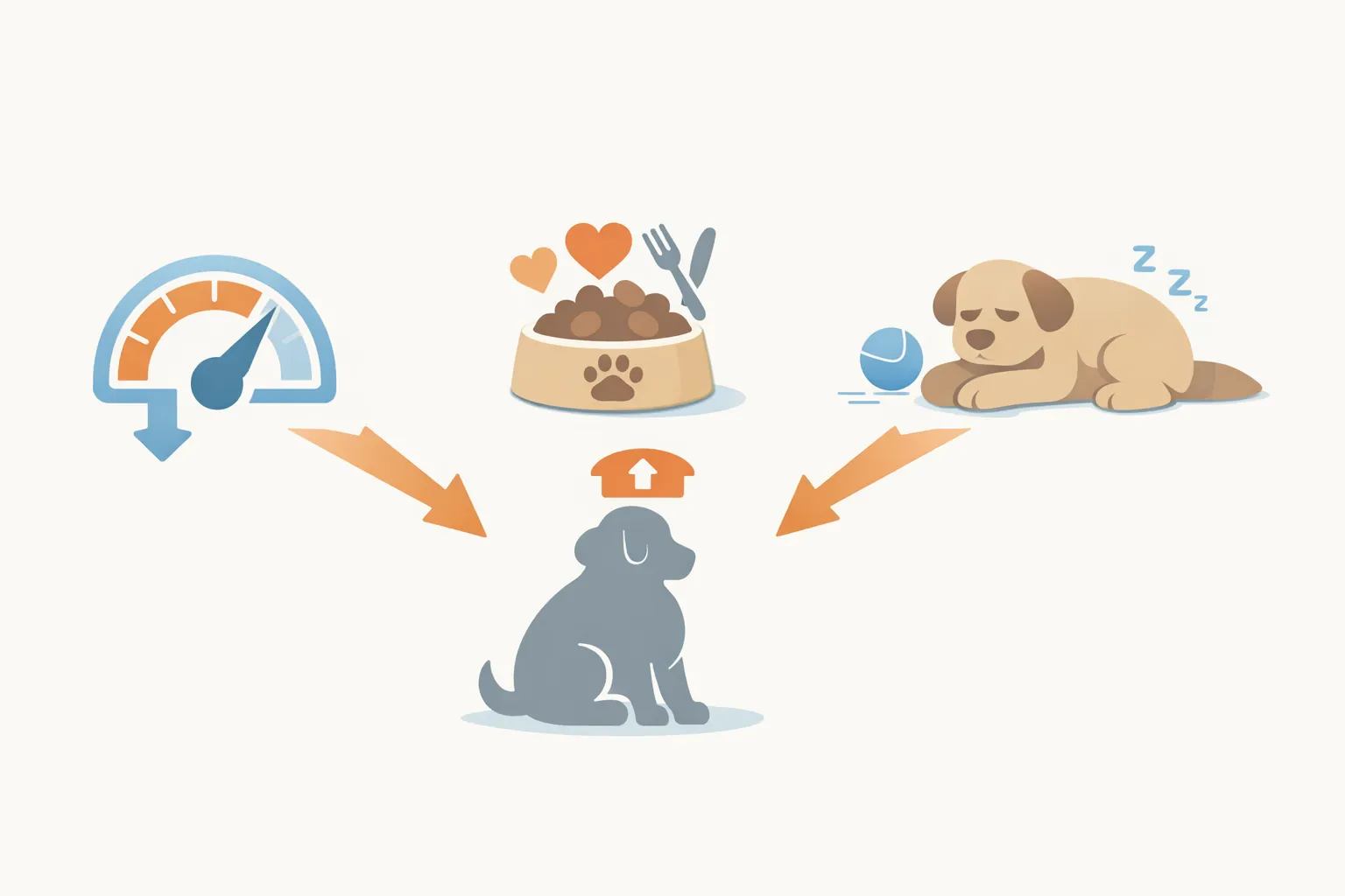 infographie mécanismes prise de poids chien après stérilisation métabolisme appétit activité