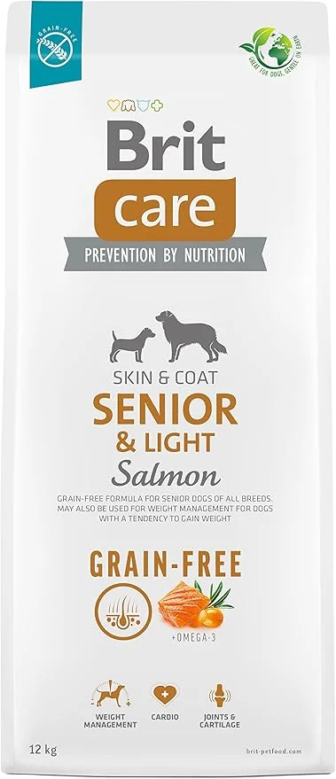 Croquettes Brit Care Grain-free Senior Light saumon pommes de terre chien senior surpoids